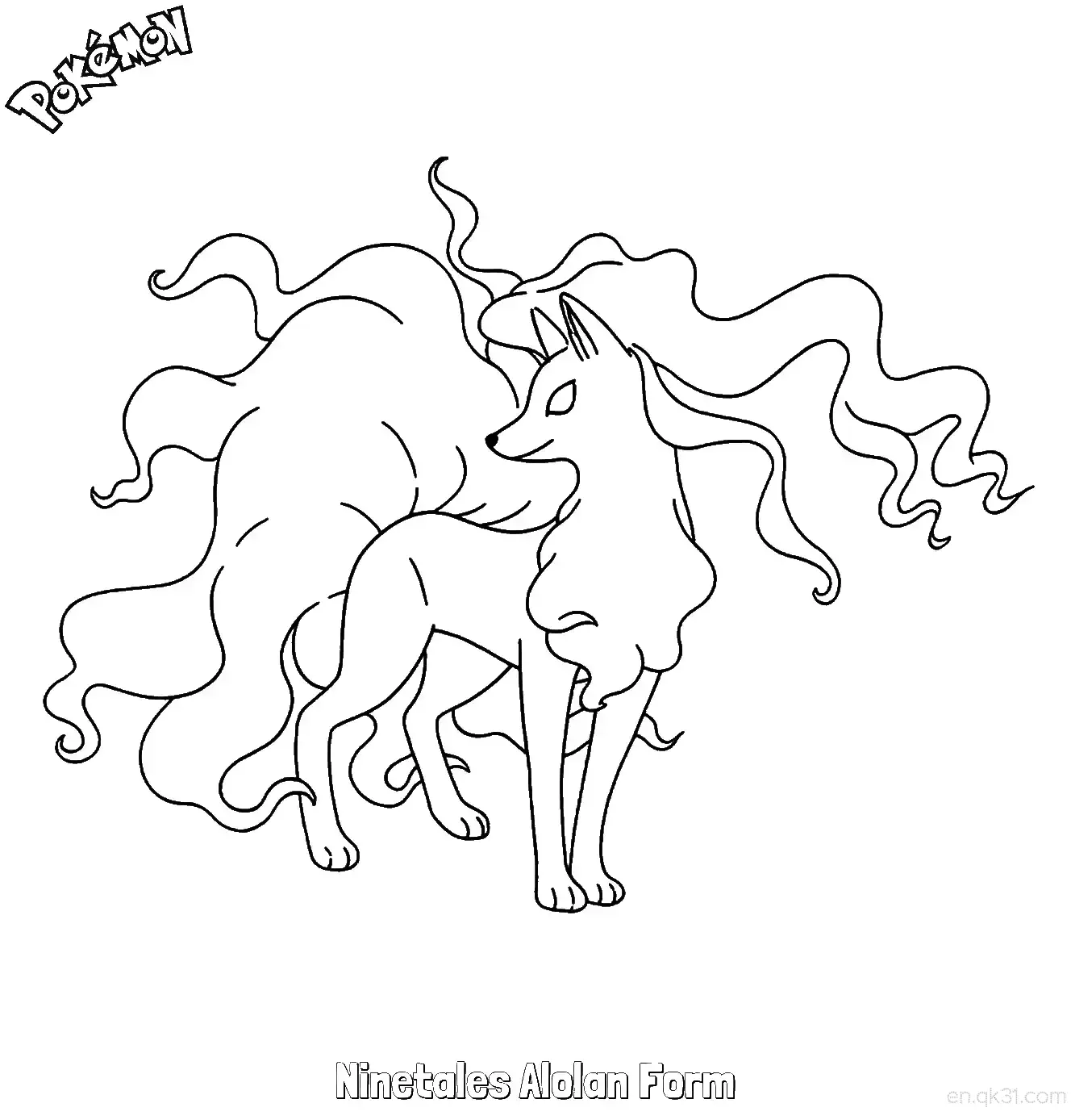 九尾 阿罗拉的样子简笔画 - 免费可打印宝可梦简笔画简笔画涂色画 – 为儿童和成人提供的免费可打印简笔画涂色画
